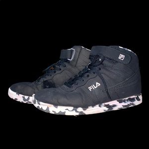 Fila Black and Pink Camo Sneakers